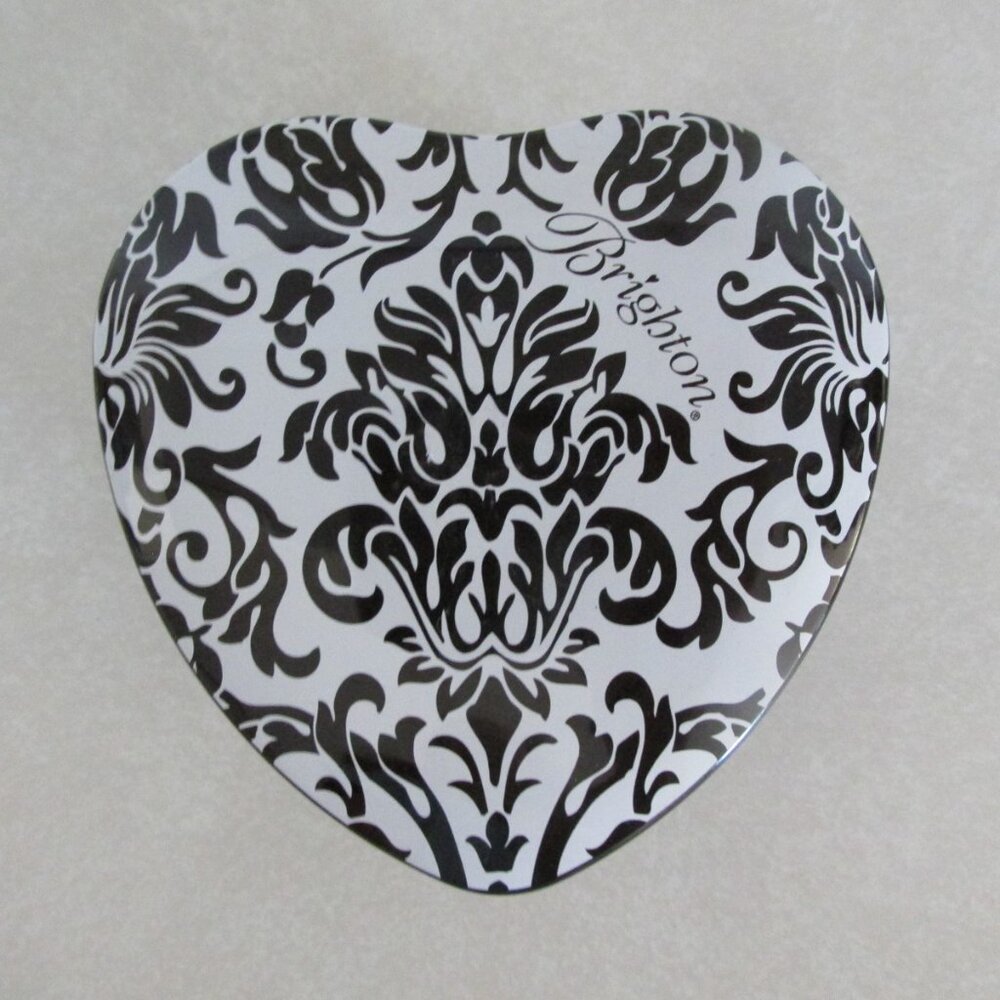 BRIGHTON METAL TIN BLACK & WHITE DAMASK SET of 4 JEWELRY OFFICE STORAGE - Picture 5 of 8
